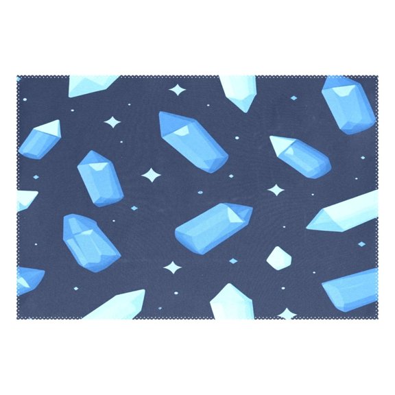 Blue Crystals Pattern 12x18in Heat-Resistant Non-Slip Place Mat, Durable and Wrinkle-Resistant