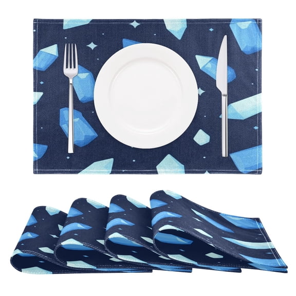 Blue Crystals Pattern Reversible Placemat Non Slip Coffee Mat 18x12 Inch for Dining, Kitchen, Coffee