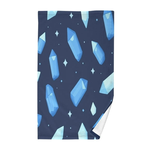 Blue Crystals Pattern Soft 100% Cotton Towel, High Absorbency, Single Pack, 16" x 28"