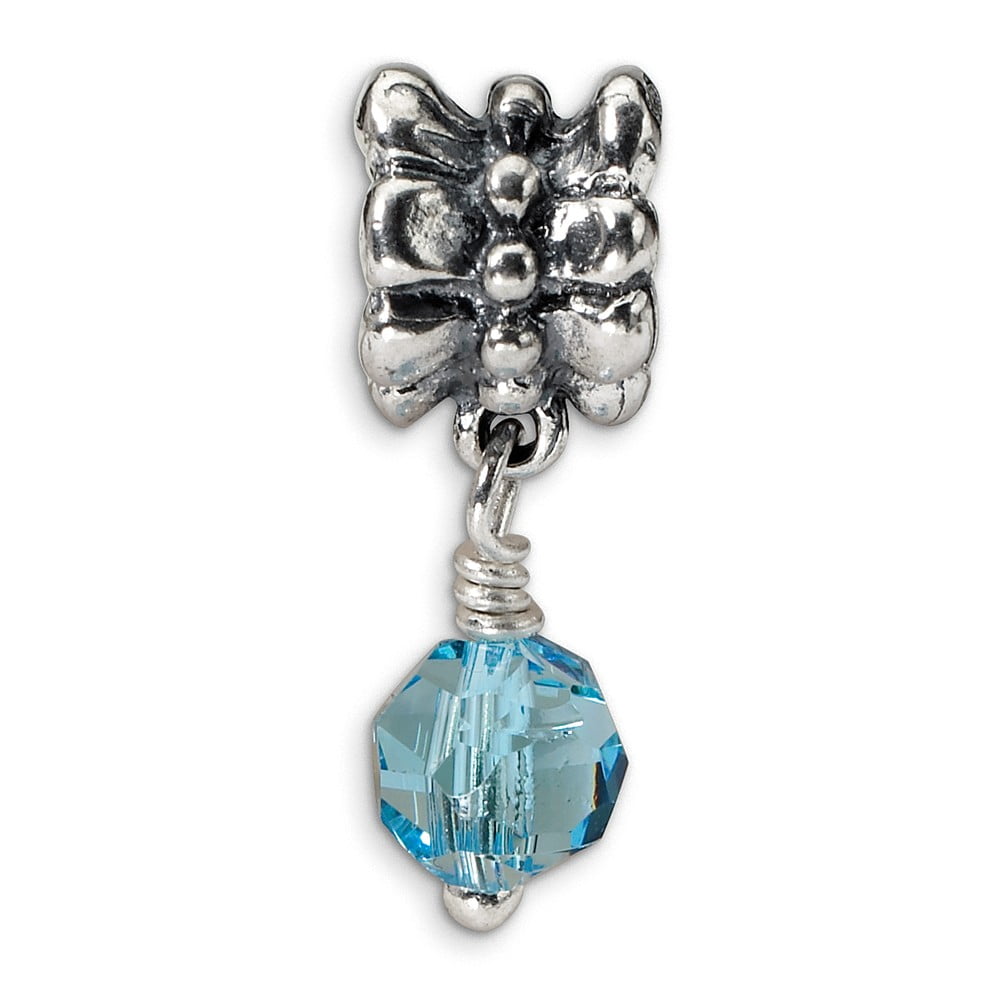 .925 Sterling offers Silver “BLUE CRYSTALS” CHARM BEAD