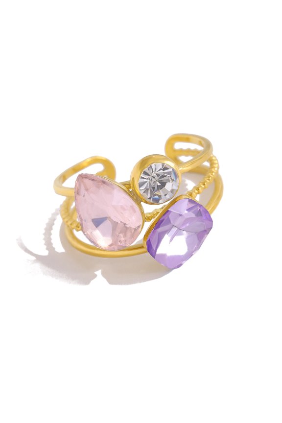 Blue Cubic Zirconia Open Rings Hypoallergenically Titaniumed Steel Jewelry Finger Accessory For Daily Wear