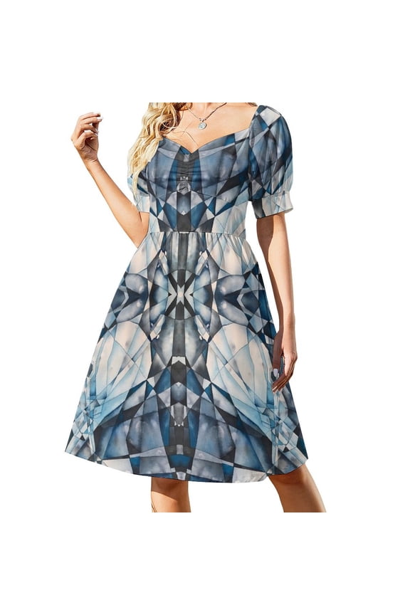 Blue Cubism Acoustic Guitar Sleeveless Dress dress party evening elegant luxury celebrity