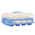 thumbnail image 1 of Blue Cupcake Holder Carries 24 Standard-Size Cupcakes- Muffin Traveler Two Tier Stand Reusable Cupcake Box, 1 of 5