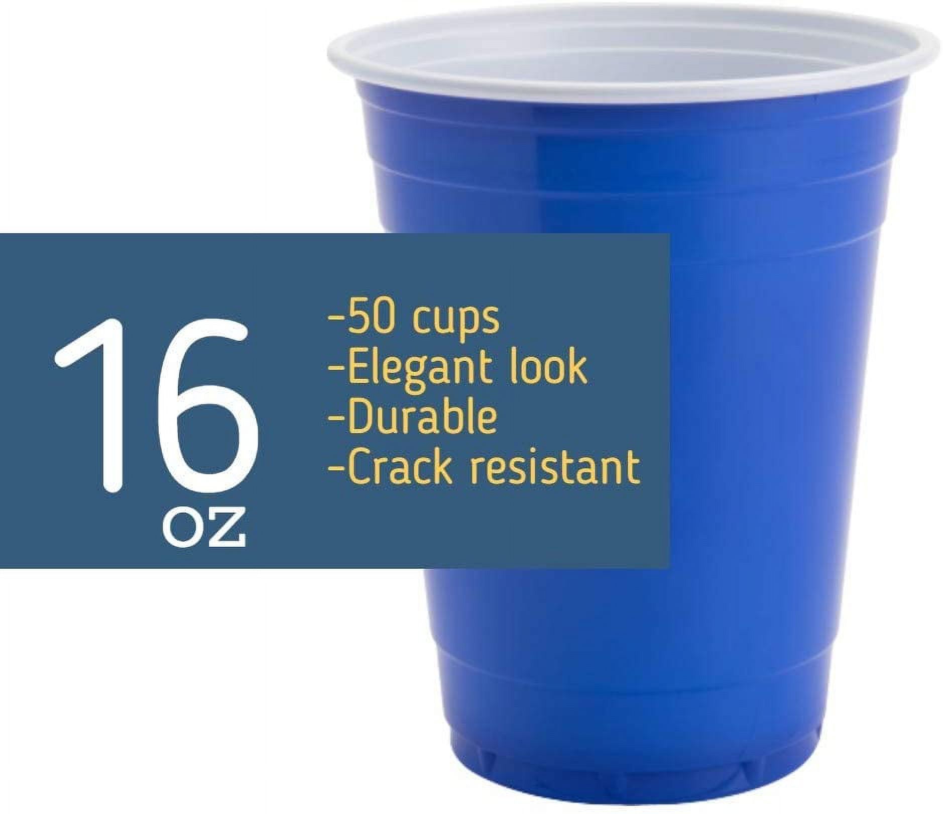 Blue Cups 16 oz , Disposable Plastic Blue Party Cups (50 pack