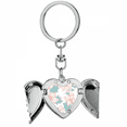 thumbnail image 1 of Blue Curacao Flower Paint Heart Angel Wing Key Chain Holder, 1 of 3