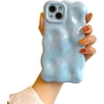 thumbnail image 1 of Blue Curly Wave Frame Case for iPhone 14 Pro Max Meteorite Pattern, Cute Woman Case for iPhone 14 Pro Max Bubble Design, Girls Protective Case for iPhone 14 Pro Max Fashion Style, 1 of 14