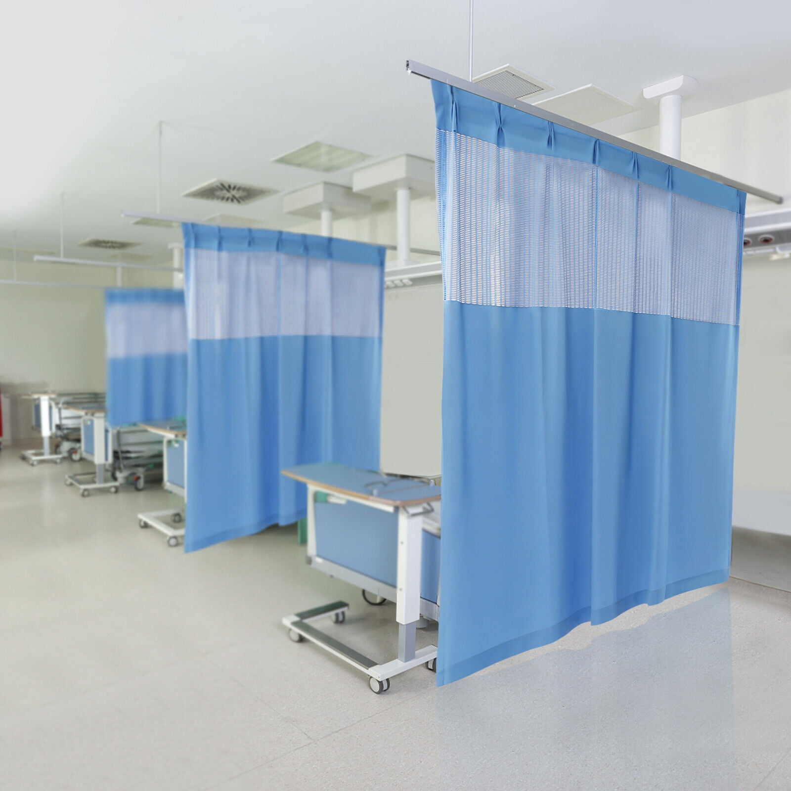 Blue Curtain with Flat Hooks for Hospital Medical Clinic SPA Lab
