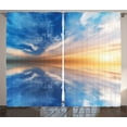 thumbnail image 1 of Ambesonne Blue Curtains 2 Panel Set, Sky Reflections Sunset, 108" x 90", Orange Blue, 1 of 3