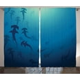 thumbnail image 1 of Ambesonne Navy Blue Curtains 2 Panel Set, Hammerhead Shark, 108" x 90", Navy Blue, 1 of 3
