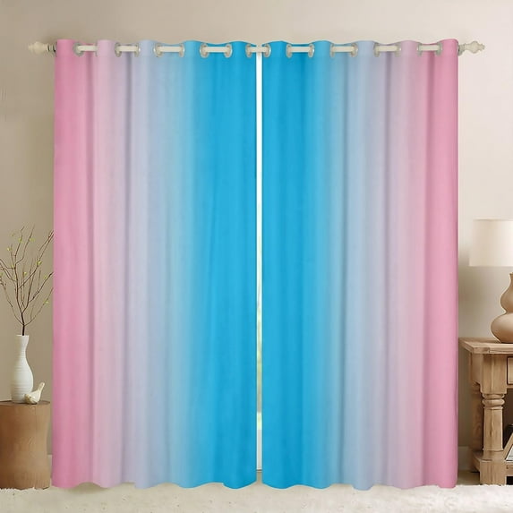 Blue Curtains for Bedroom Living Room for Kids Ombre Pink 30%-50% Blackout Curtains (2 Panels, 42 x 84 Inch) Gradient Style Darkening Drapes Decor Abstract Art Window Treatments