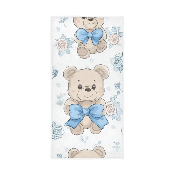Blue Cute Bears Face Towel Absorbent Hand Towels Bath Sport Gym