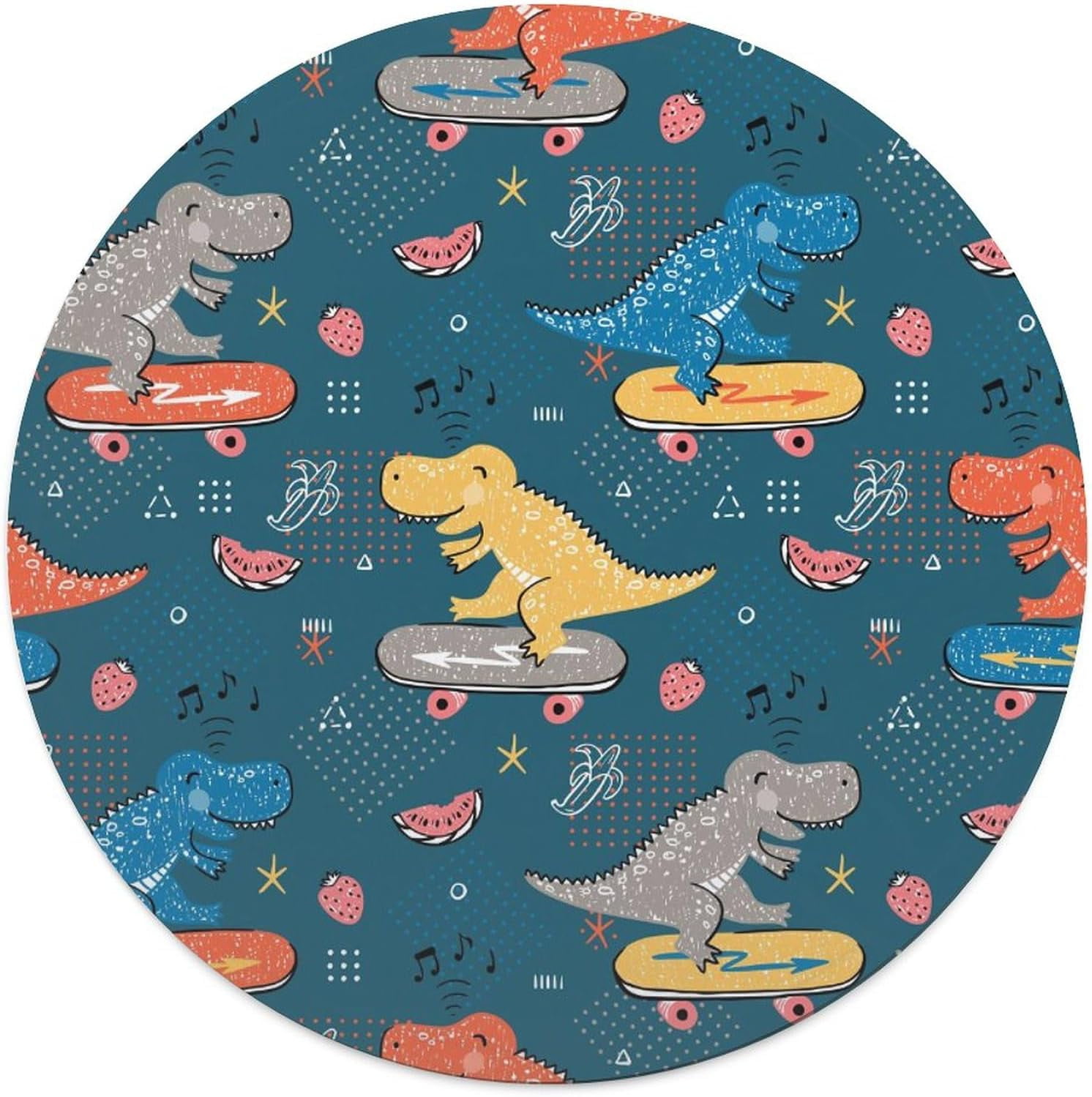 Blue Cute Dinosaur Round Soft Baby Blankets for Boys Girls, Newborn