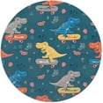 Blue Cute Dinosaur Round Soft Baby Blankets for Boys Girls, Newborn