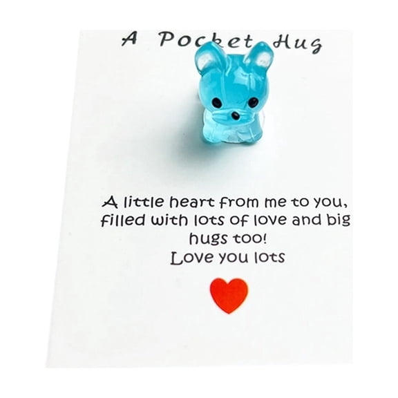 Blue Cute Glow In The Dark Resin Puppy Pocket Hug Card With Greeting Card Mini Dog Figurine Keepsake For Kids Adults 1Pc 0.01 Lbs