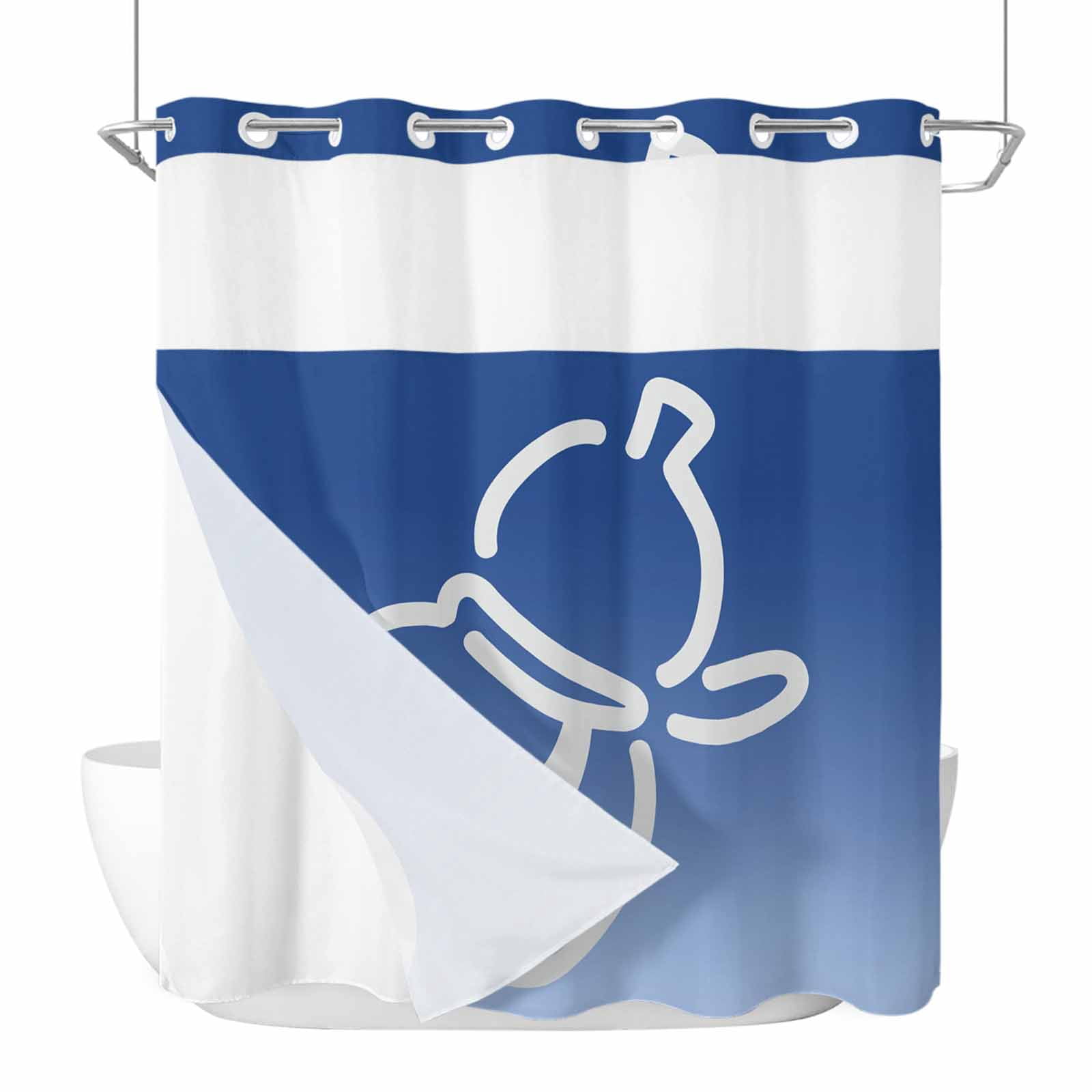 Blue Cute Gourd No Hook Shower Curtain with Snap in Liner, Waterproof ...