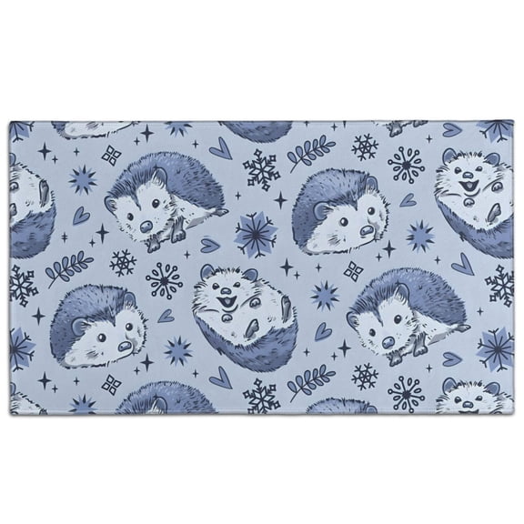 Blue Cute Hedgehog Door Rugs,Washable Non Slip Door Mats Indoor,Decorative Door Mats,Entry Mat Indoor for Entrance,Bedroom,Kitchen,Bathroom,17"x30"