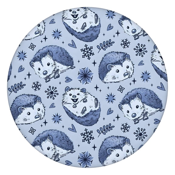 Blue Cute Hedgehog Round Fitted Tablecloth with Elastic Edge,Dining Table Cover Waterproof,Outdoor Round Tablecloth for Camping,Dining,Indoor and Outdoor