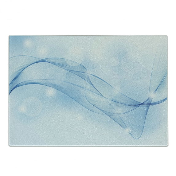 Blue Cutting Board, Blurred Motion Swirl Lines Futuristic Round Shapes Curve Looking Print, Decorative Tempered Glass Cutting and Serving Board, in 3 Sizes, by Ambesonne