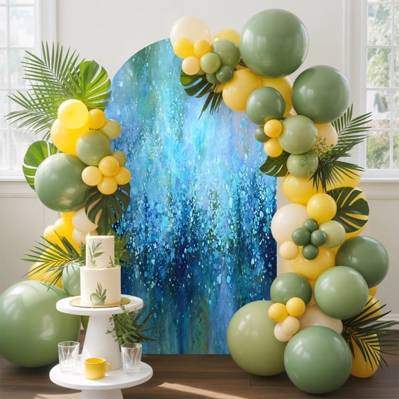 Blue Cyan Bubbles Arch Backdrop Cover, 5FT, Abstract Nature Dreamy Spandex Arch Covers Double-Sided Backdrop for Wedding Birthday Party Photo Background Decoration
