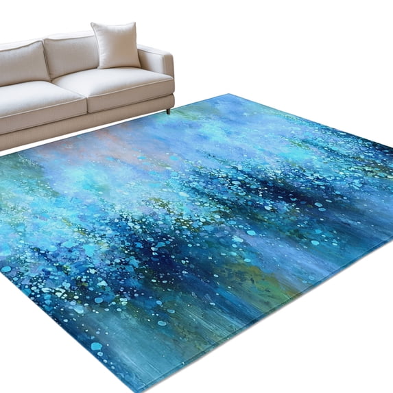 Blue Cyan Bubbles Area Rugs 2.7x5ft Abstract Nature Dreamy Washable Rug ...