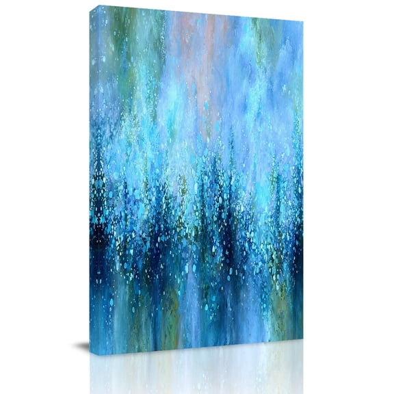 Blue Cyan Bubbles Canvas Wall Art for Living Room, Abstract Nature Dreamy Wall Decor Framed Artwork Pictures Ready to Hang for Bedroom Office Home Decor