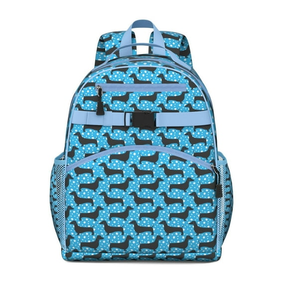 Blue Dachshunds Dog Backpack for School,Cute School Bag,Schoolbag with Adjustable Shoulder Straps & Padded Back,15.25"x11.5"x5.25"
