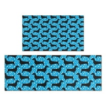 Blue Dachshunds Dog Kitchen Rugs Sets Of 2,Anti Fatigue Kitchen Mat Rugs Non Slip Washable,Decorative Kitchen Floor Mats for Kitchen,Sink,Laundry,17"x30" 17"x47"