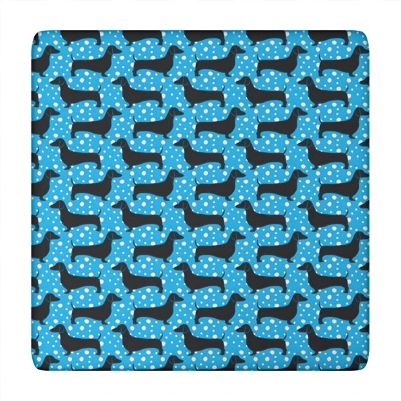 Blue Dachshunds Dog Square Fitted Tablecloth with Elastic Edge,Square Table Cover,Washable Elastic Table Cover for Home Kitchen Party Decor 34"x34"