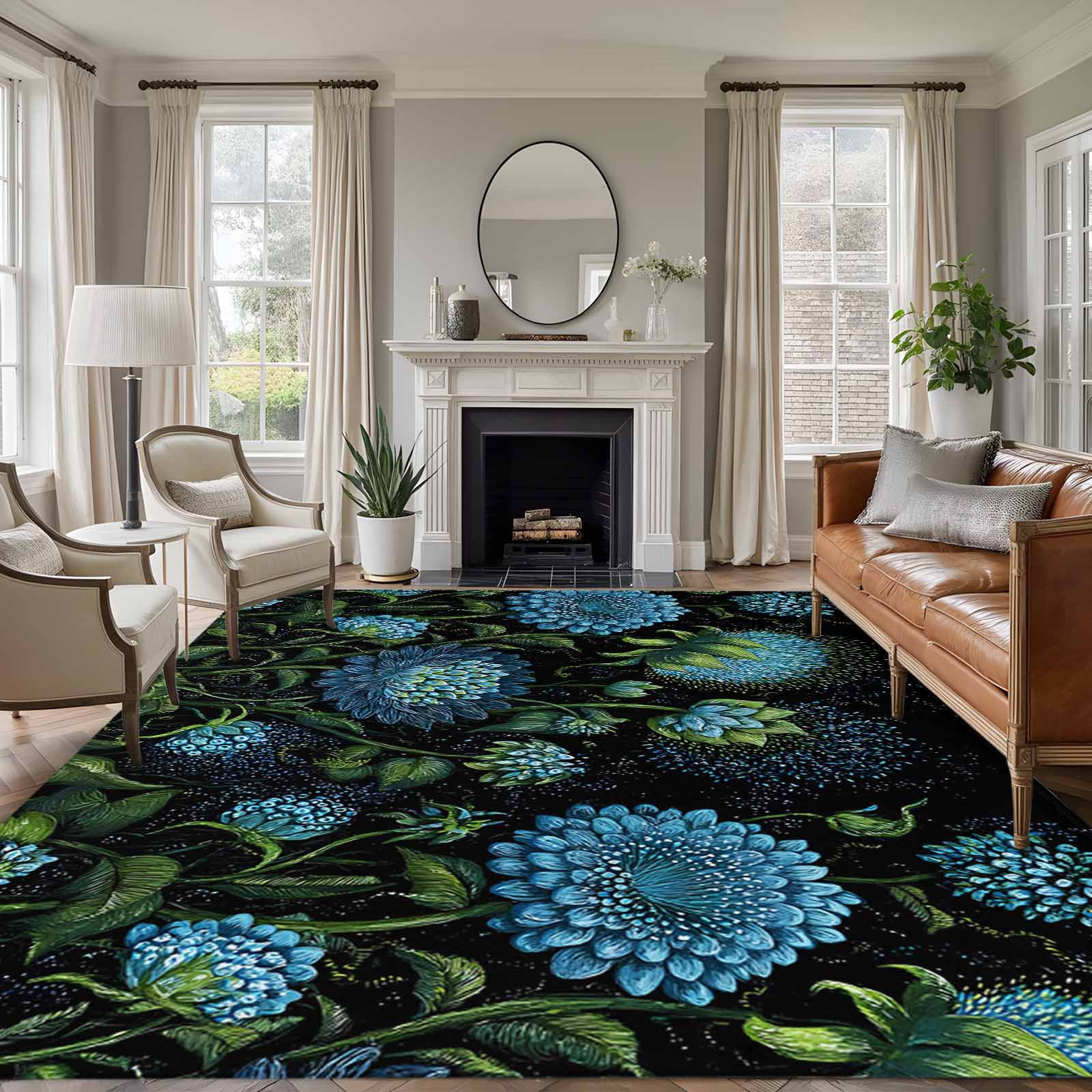 Blue Dahlia 8'x10' Area Rug for Living Room Sectional Sofa, Country ...