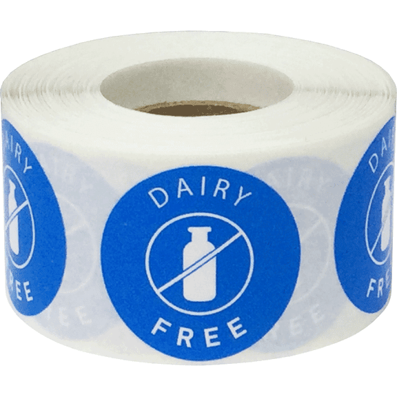 Blue Dairy Free Labels 1 1/4 Round Inch Circle Dots 500 Total Adhesive Stickers