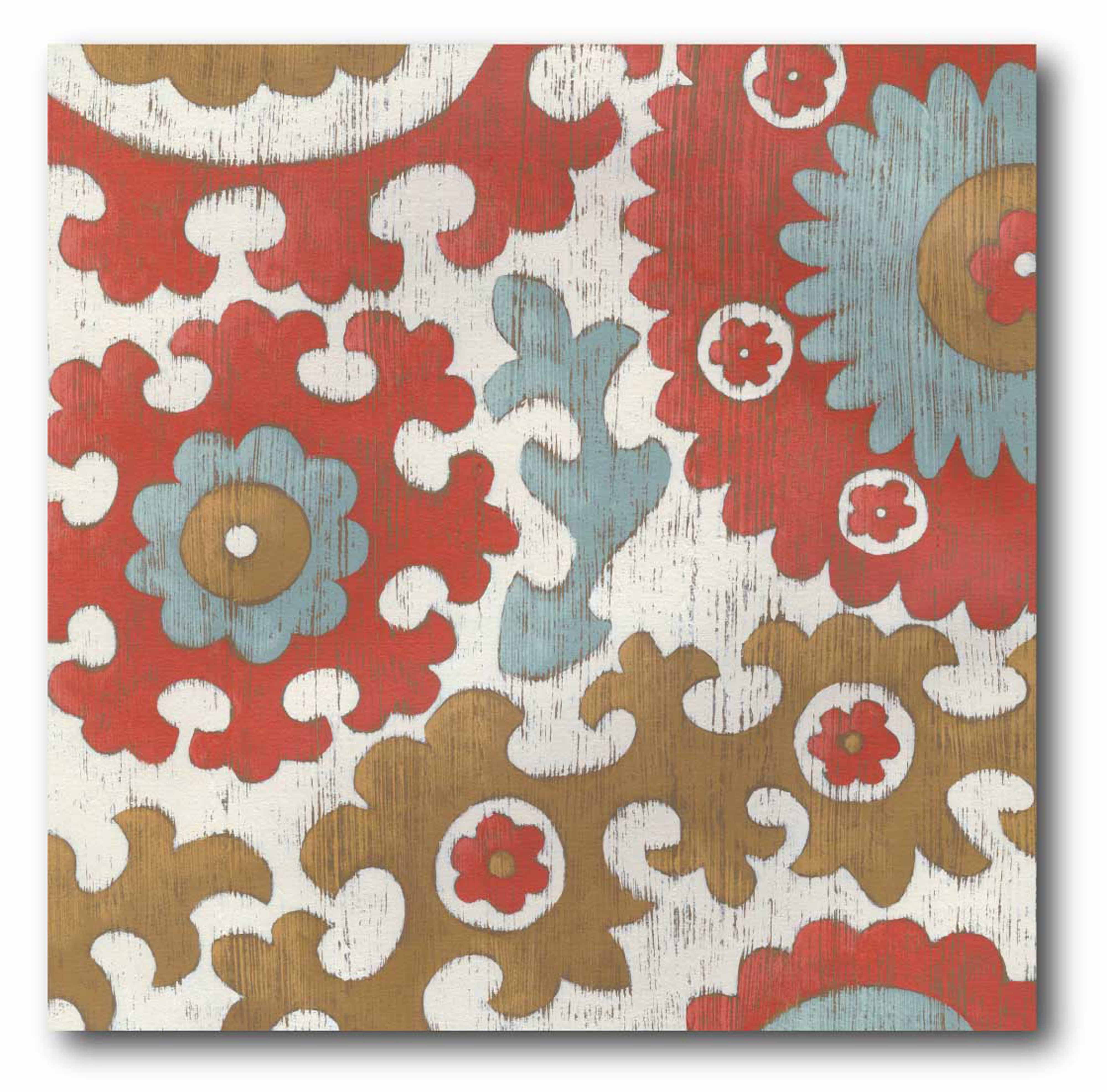 Blue Daisy Bohemian Tapestry Gallery-Wrapped Canvas Wall Art, 16x16