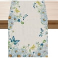 thumbnail image 1 of Blue Daisy Butterfly Flowers Spring Table Runner Summer Seasons Burlap Table Decoration for Home Kitchen Dining Dinner Indoor Holiday Farmhouse Decor 13x90 Inch, 1 of 5