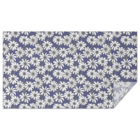 Blue Daisy Flower Floral Pattern Rectangle Tablecloth 60"x102",Waterproof Polyester Rectangle Table Cloth, Wipeable Spillproof Polyester Tablecloth for Dining, Camping, Indoor and Outdoor