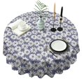 thumbnail image 1 of Blue Daisy Flower Floral Pattern Round Tablecloth 60"x60",Wrinkle Wipeable Table Cloth for Kitchen Dining Room Picnic Patio Party, 1 of 6