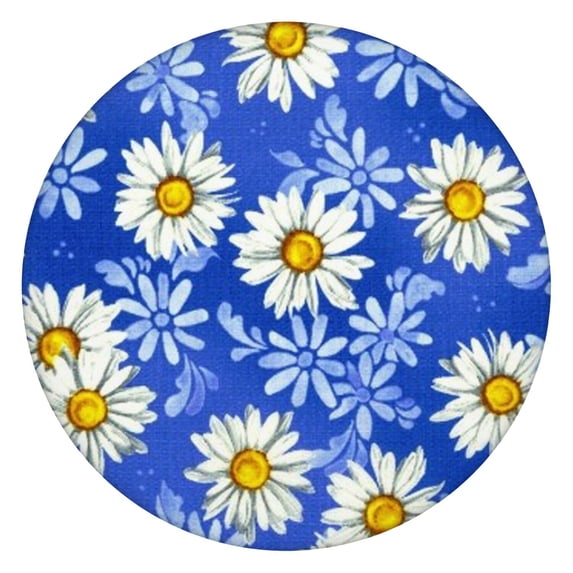 Blue Daisy Flower Lightblue Petals Pattern Round Fitted Tablecloth with Elastic Edge,Dining Table Cover Waterproof,Outdoor Round Tablecloth for Camping,Dining,Indoor and Outdoor