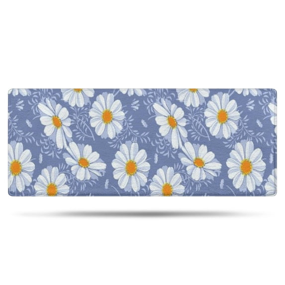 Blue Daisy Flower Pattern Bathroom Rugs Mat,Non Slip Microfiber Bathroom Rug,Rubber Backing,Soft Bathroom Mats for Bathroom Floor,Tub and Shower,60x24in(150x60cm)
