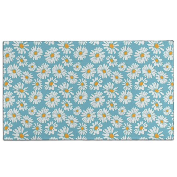 Blue Daisy Flower Pattern Door Rugs,Washable Non Slip Door Mats Indoor,Decorative Door Mats,Entry Mat Indoor for Entrance,Bedroom,Kitchen,Bathroom,17"x30"