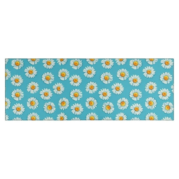 Blue Daisy Flower Pattern Kitchen Rug Mat,Kitchen Runner Rugs Non Skid Washable,Decorative Kitchen Floor Mats for Kitchen,Sink,Laundry,17"X47"