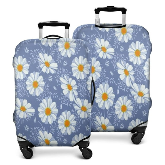 Blue Daisy Flower Pattern Luggage Cover Fashion Suitcase Cover Baggage Covers Fit 25-28 Inch Luggage (Go Travel)