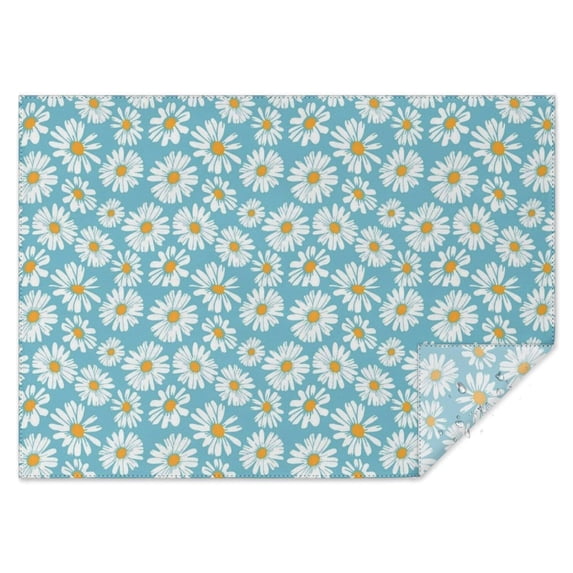 Blue Daisy Flower Pattern Rectangle Tablecloth 60"x84",Waterproof Polyester Rectangle Table Cloth, Wipeable Spillproof Polyester Tablecloth for Dining, Camping, Indoor and Outdoor