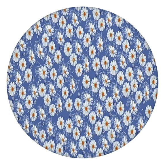 Blue Daisy Flower Pattern Round Fitted Tablecloth with Elastic Edge,Dining Table Cover Waterproof,Outdoor Round Tablecloth for Camping,Dining,Indoor and Outdoor