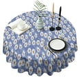 thumbnail image 1 of Blue Daisy Flower Pattern Round Tablecloth 60"x60",Wrinkle Wipeable Table Cloth for Kitchen Dining Room Picnic Patio Party, 1 of 6