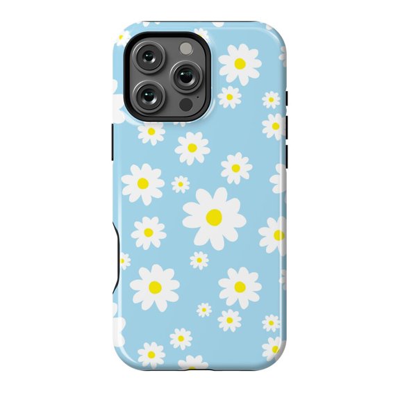 Blue Daisy Flower Pattern Spring Floral Phone Case for iPhone 11 12 13 14 15 16 17 Pro Max