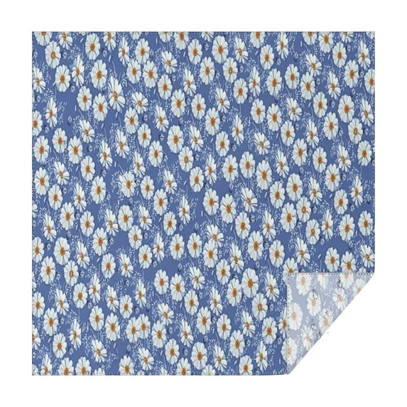 Blue Daisy Flower Pattern Square Tablecloth,Waterproof Square Table Cover,Wipeable Spillproof Washable Table Cover for Home Kitchen Party Decor 42"X42"(107x107cm)