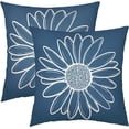 thumbnail image 1 of Blue Daisy Flower Pillow Covers 18x18 Inch Set of 2 Spring Summer Floral Bloom Decorative Throw Pillows Seasonal Linen Pillow Cases Farmhouse Home Decor for Cushion Couch Sofa Outdoor, 1 of 6
