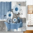 thumbnail image 1 of Farmhouse Blue Daisy Shower Curtain - Rustic Floral with Butterflies, Waterproof Polyester Bathroom Decor 70x70 in with 12 Hooks, 1 of 6