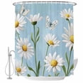 thumbnail image 1 of Blue Daisy Flower Shower Curtain Set - Small 36" x 72" Washable Bathtub Curtain with 12 Hooks, White Farmhouse Floral Spring Waterproof Fabric Stall Shower Curtains for Bathroom/Bathtub Décor, 1 of 6