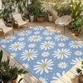 thumbnail image 1 of Blue Daisy Outdoor Rug for Patio/Deck/Porch, Non-Slip Large Area Rug 5 x 8 Ft, Spring Floral Elegant Pastoral Botanical Indoor Outdoor Rugs Washable Area Rugs, Reversible Camping Rug Carpet Runner, 1 of 8