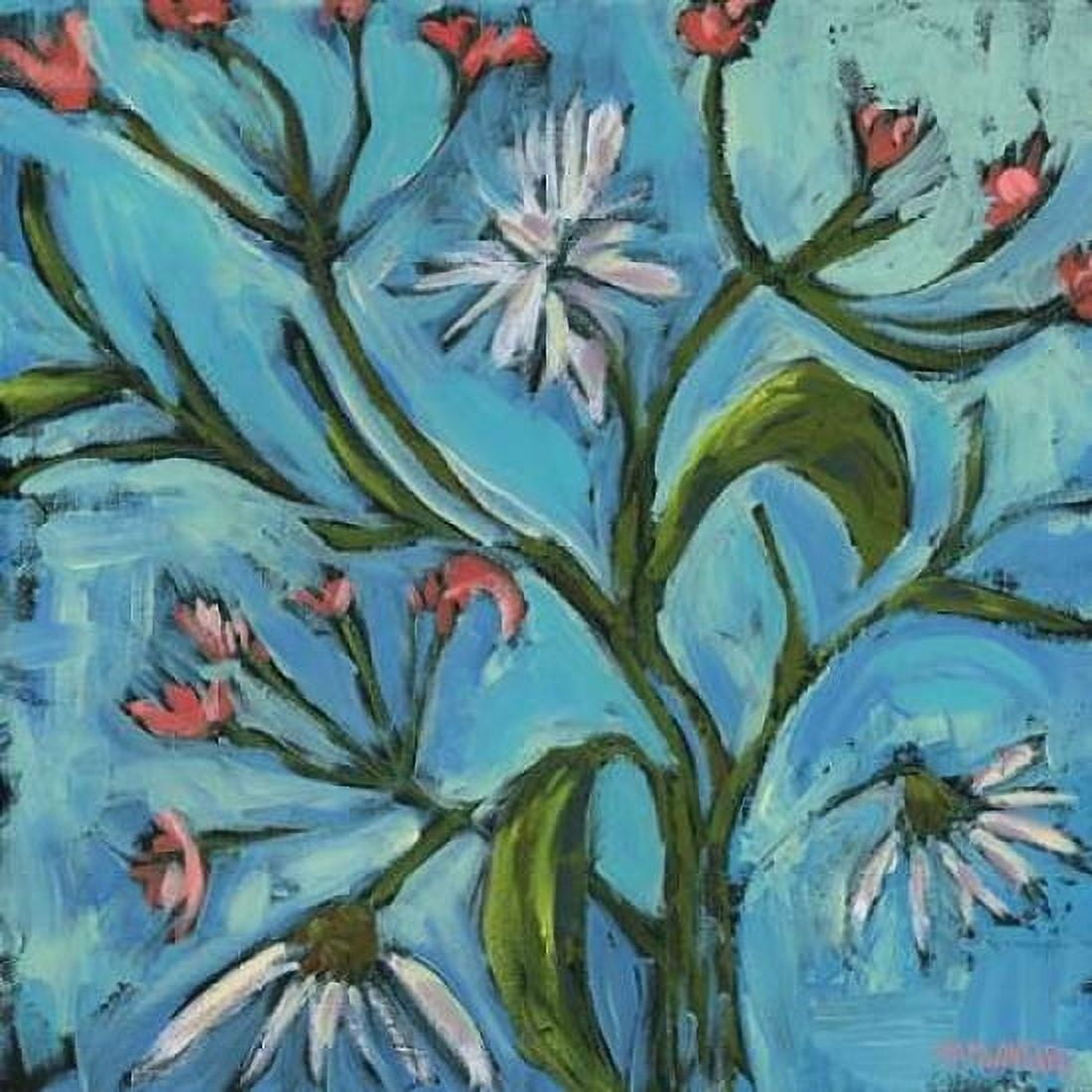 Blue Daisy Pattern Canvas Art - Pamela J Wingard (24 x 24)