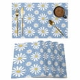 thumbnail image 1 of Blue Daisy Placemats Set of 8 Spring Floral Elegant Pastoral Botanical Place Mats Indoor Wipeable Table Mats Washable Cloth Dining Table Placemats for Kitchen Holiday Party Home Decor 13x19 Inch, 1 of 9